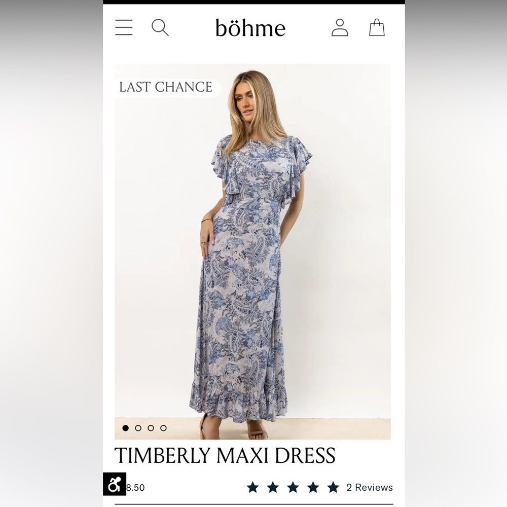 Bohme Timberly Maxi Dress. Blue and white.  Size medium.